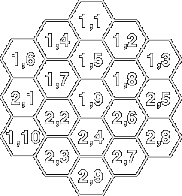 Picture of 19 hexes packed close